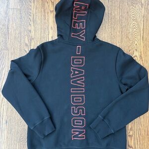 Harley-Davidson Black Hoodie with Orange Vertical Logo